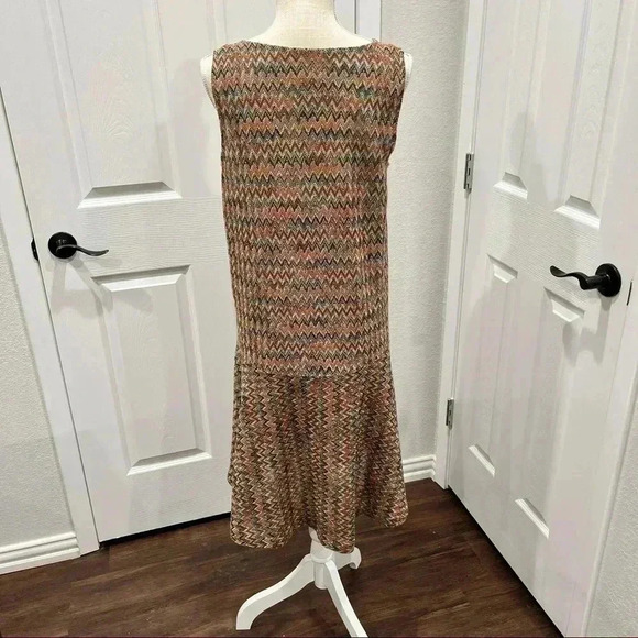 Maeve (Anthropologie) sleeveless muted color Chevron dress - Picture 7 of 13